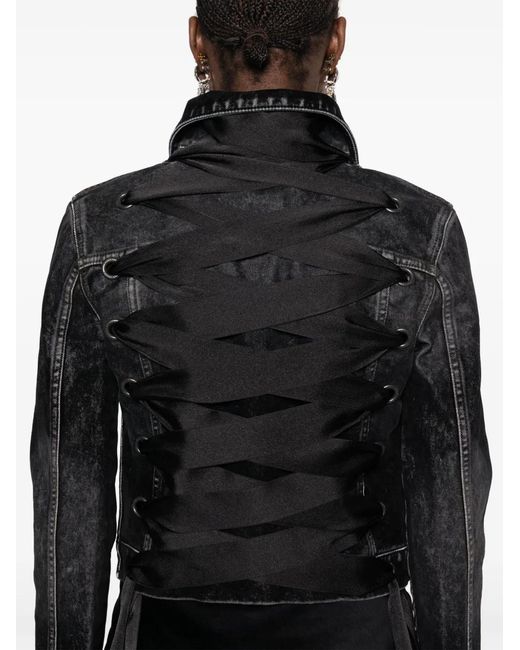 Balenciaga Black Lace-Up Denim Jacket