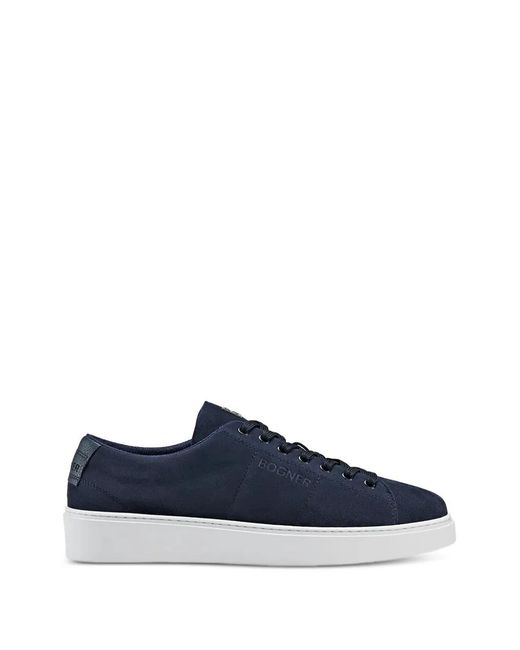 Bogner Blue Lace-Up Suede Sneakers for men
