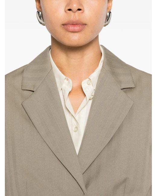 By Malene Birger Natural Kaias Herringbone Single-Breasted Coat