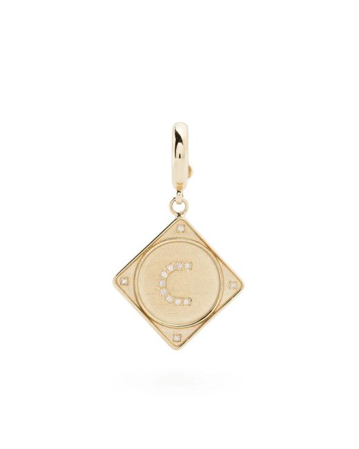 Lauren Rubinski Metallic 14K Mono Bruno Letter Diamond Pendant