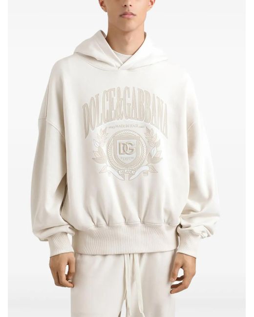 Dolce & Gabbana Natural Dolce&Gabbana Hoodie With Embroidery for men