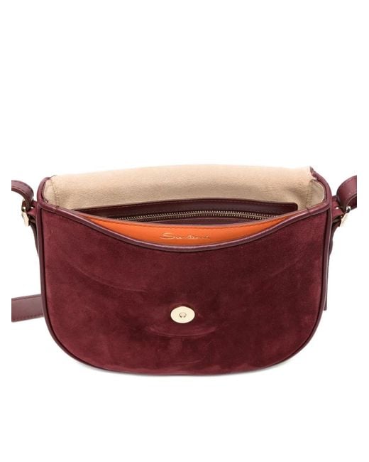 Santoni Purple Schultertasche mit Schnalle