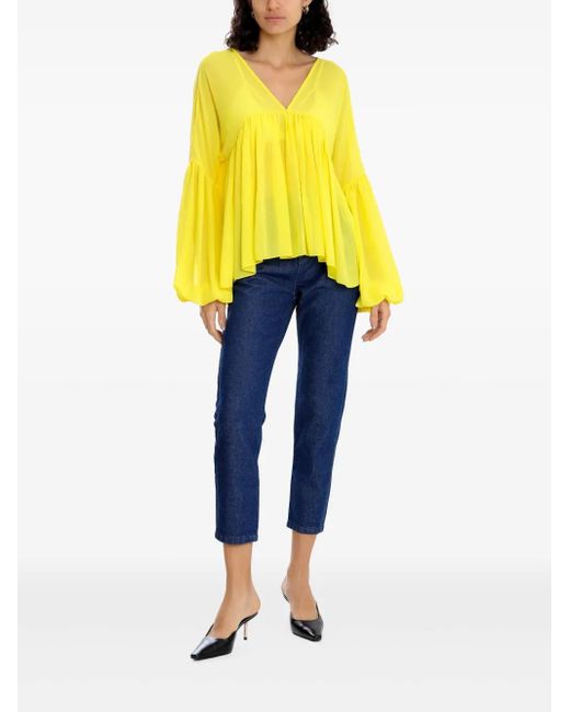Olympiah Yellow Brisa Pleated Blouse