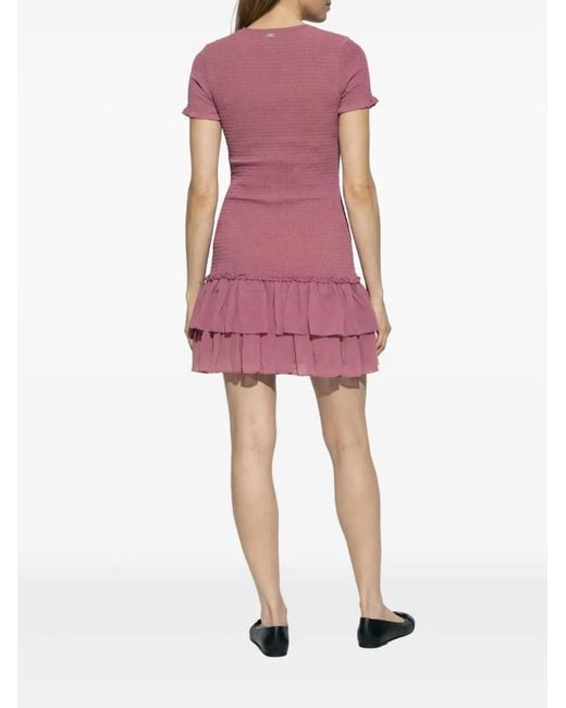 MICHAEL Michael Kors Pink Ruffled Smocked Mini Dress