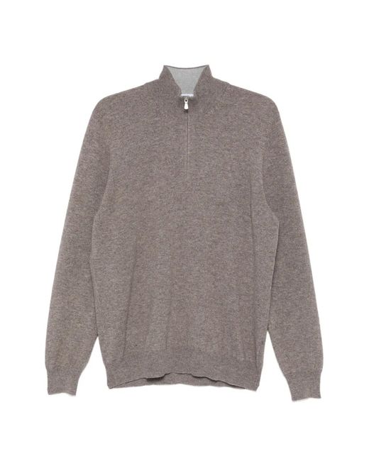 Gran Sasso Gray Zip-Fastening Sweater for men
