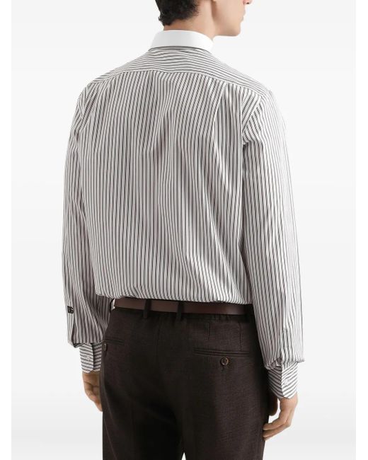 Dolce & Gabbana Gray Striped Longsleeved Shirt for men