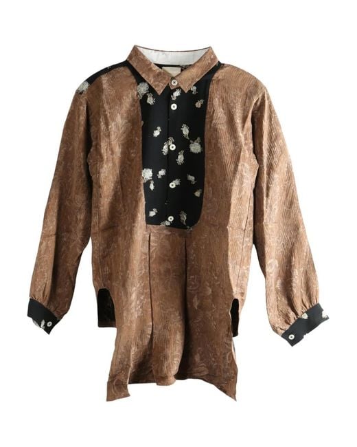Commun's Brown Floral Print Buttoned Shirt