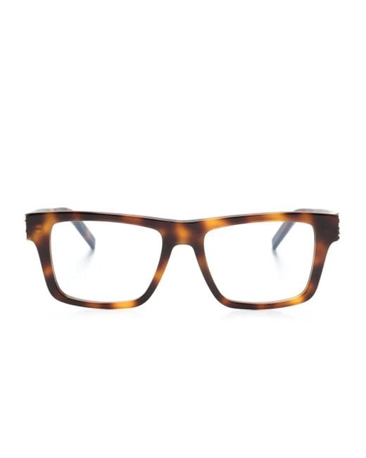 Saint Laurent Brown Tortoiseshell Square-Frame Glasses