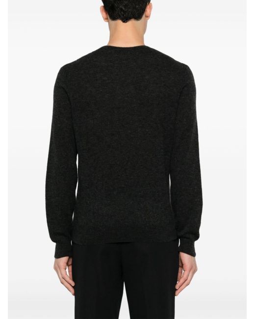 Saint Laurent Black Mélange-effect Knitted Jumper for men
