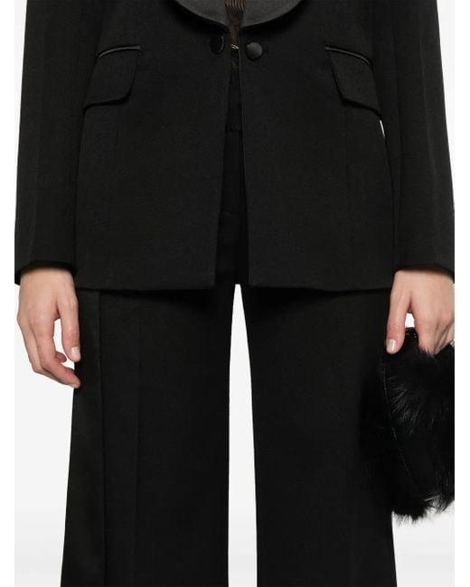 Victoria Beckham Black Satin-Waistband Tailored Trousers