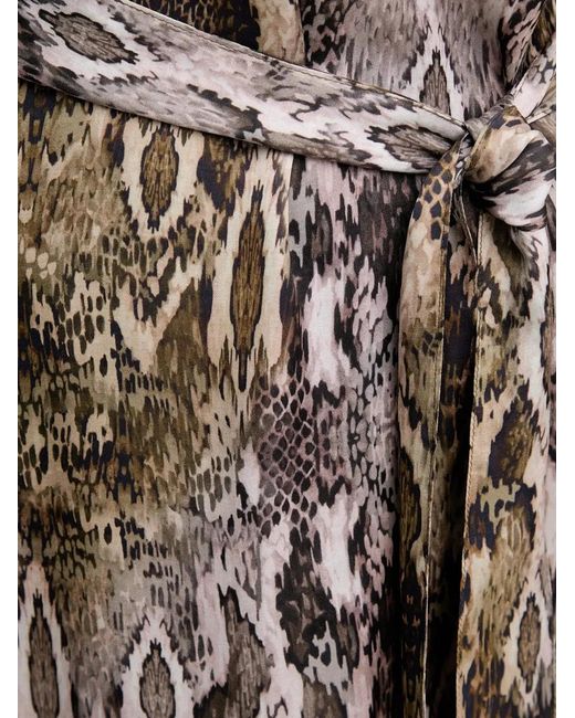 MARC AUREL Natural Tie Neck Snake Print Dress