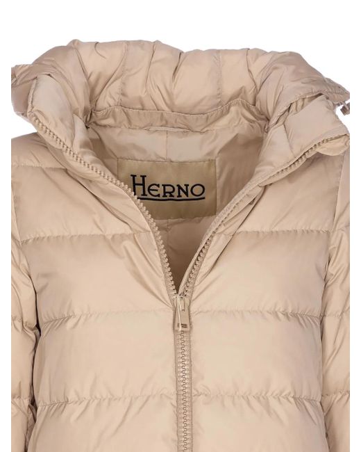 Herno フーデッド キルティングコート Natural