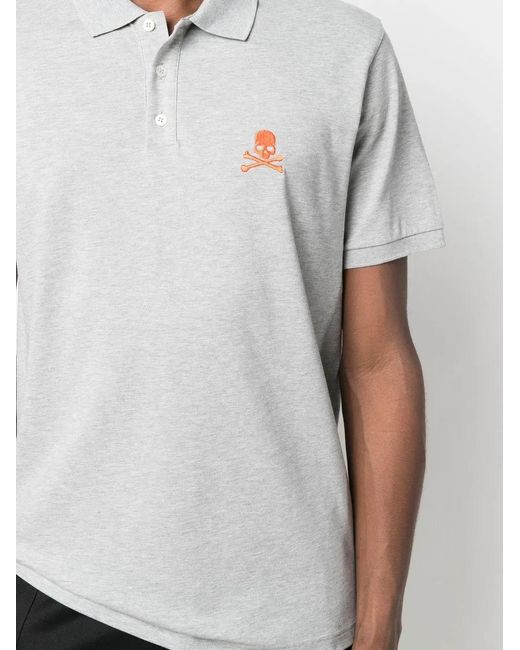 Philipp Plein White Skull-Print Short-Sleeved Polo Shirt for men