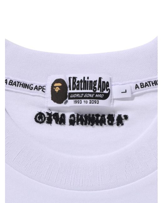 A Bathing Ape White Long-Sleeve Logo-Patch T-Shirt for men