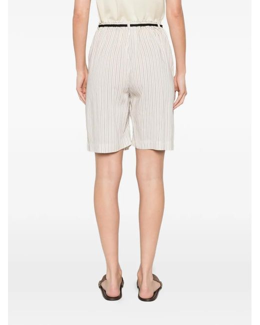 Barena White Striped-Pattern Tailored Shorts