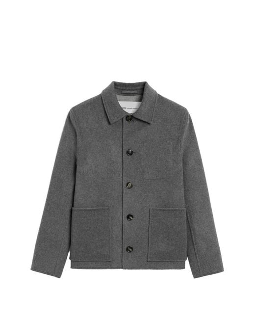 AMI Gray Button-Down Wool And Cashmere Jacket for men