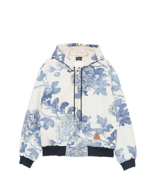 R13 Blue Floral-Print Hooded Jacket for men