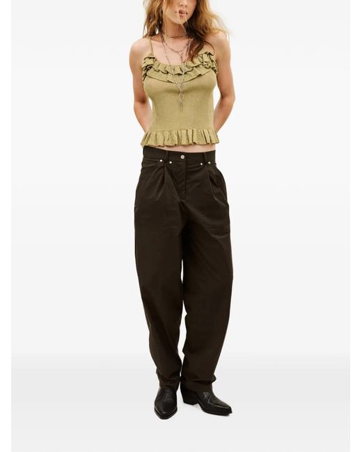 Ba&sh Yellow Zaria Ruffled Ribbed Top
