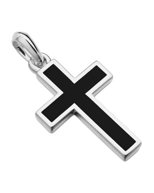 David Yurman White Sterling Exotic Stone Cross Onyx Pendant (26Mm) for men