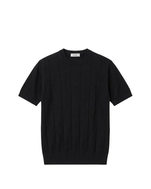 Kangra Black Ribbed-Knit Cotton T-Shirt for men