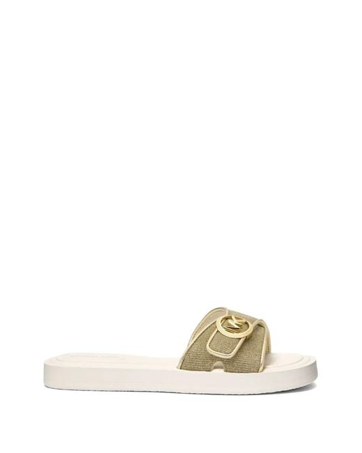 Michael Kors Metallic Logo Pool Slide Sandals