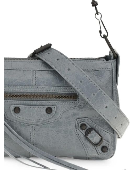 Balenciaga Gray Mini Le City Moto Shoulder Bag