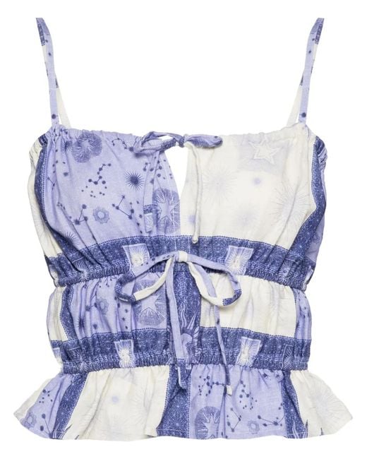 We Are Kindred Blue Celeste Linen Top