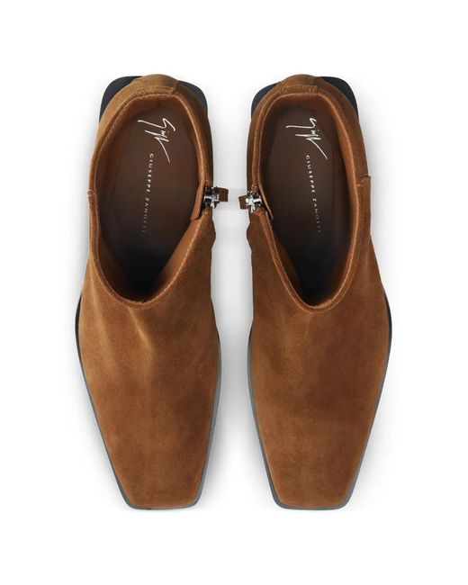 Giuseppe Zanotti Brown Square-Toe Ankle Boots for men