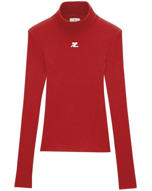 Courreges Logo-Embroidered Ribbed Sweater