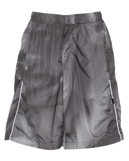 44 Label Group Gray Crinkle Graphic-Print Shorts