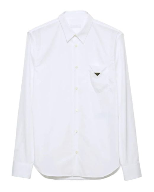 Prada White Cotton Logo Shirt for men