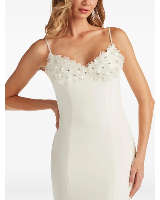 Tadashi Shoji White Floral-Appliqué Maxi Dress