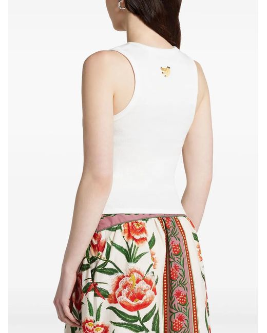 Farm Rio White Embroidered-Motif Top