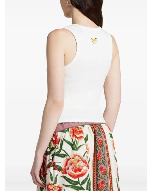 Farm Rio White Embroidered-Motif Top