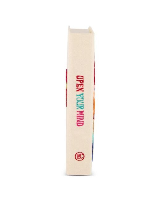 Olympia Le-Tan White Open Your Mind Embroidered Book Clutch Bag