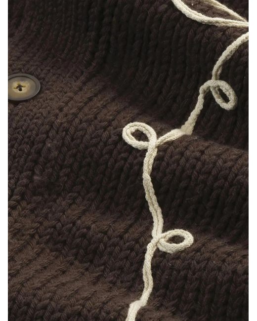 NN07 Black Flower-Embroidered Button Cardigan for men