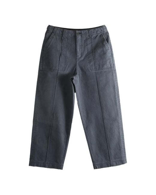The Elder Statesman Gray Herringbone Patch Pocket Trousers for men