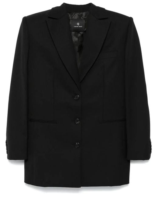 Anine Bing Black Single-Breasted Blazer