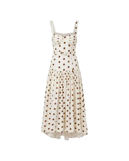 Nicholas White Polka-Dot Belted Dress