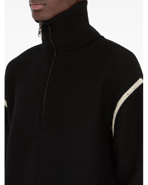 Maison Margiela Half-Zip Elbow-Patch Sweater in Black for Men | Lyst