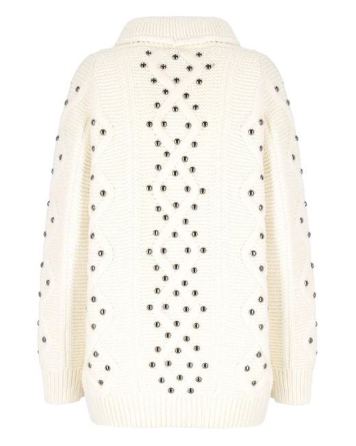 Laneus Natural Stud-Embellished Cardigan