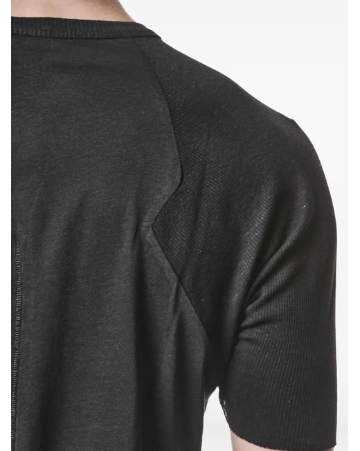 Thom Krom Black Ribbed-Panel T-Shirt for men