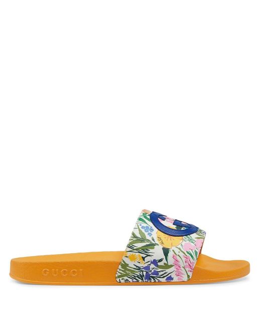 Gucci X Ken Scott Floral-print Slides in Orange for Men | Lyst