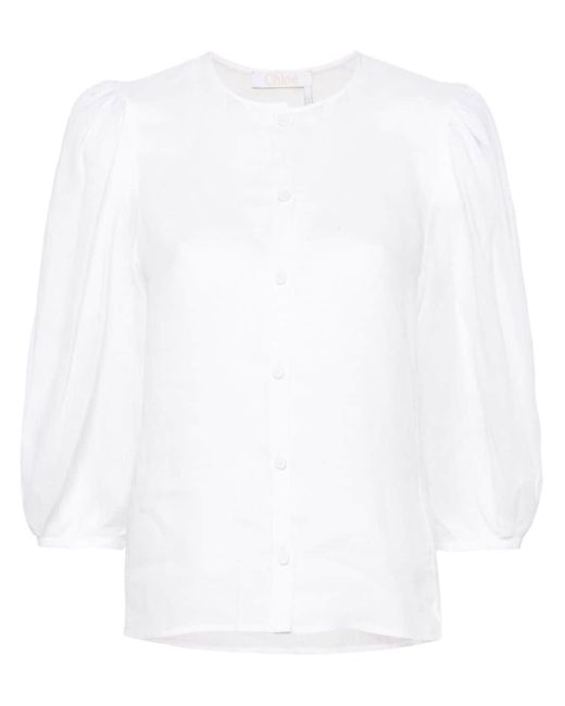 Chloé White Hemd mit Puffärmeln