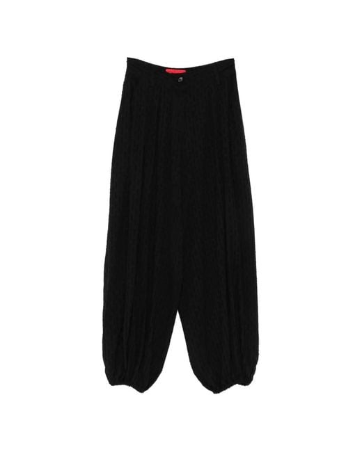 Thelatest Black Textured Elasticated-Cuff Trousers