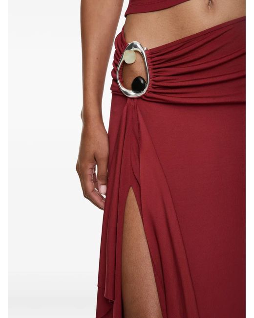 Christopher Esber Red Orica Cascade Crystal Jersey Skirt