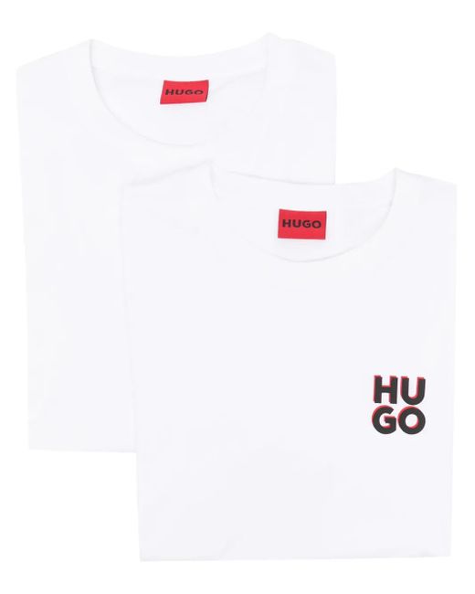 HUGO White Logo-Print T-Shirt (Pack Of Two) for men