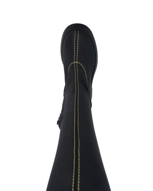 Ganni Black Retro Flatform Above-Knee Boots
