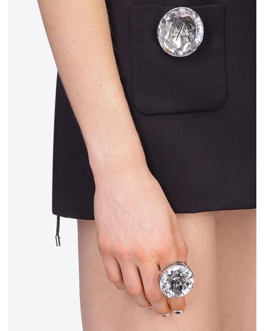 Area Gray Crystal-embellished Cocktail Ring