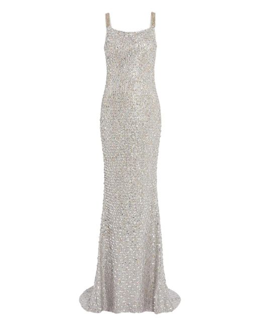 strapless open back dress Rent Topshop Metallic Cut And Sew Maxi Dress With Open Back In Silver main image 1